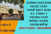 Chính Chủ Cần BÁN HOẶC CHO THUÊ Kiot khu A1, tầng 1 ở vị trí VIP của chợ Đồng Xuân